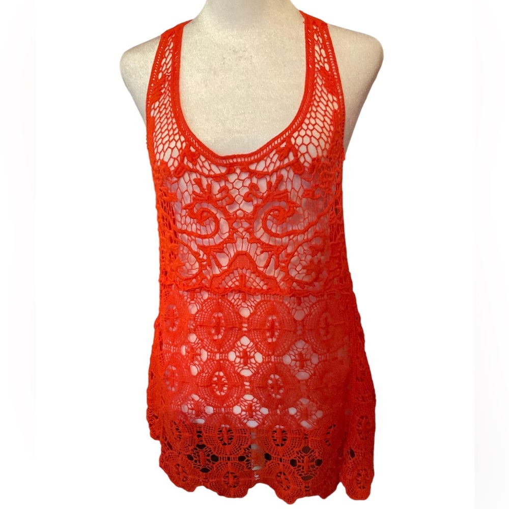 Lauren Conrad crocheted top size large orange